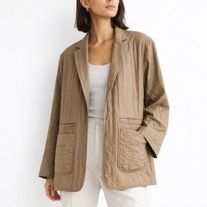 Rachel Comey Quinz Quilted Silk Blazer Size 8 Khaki